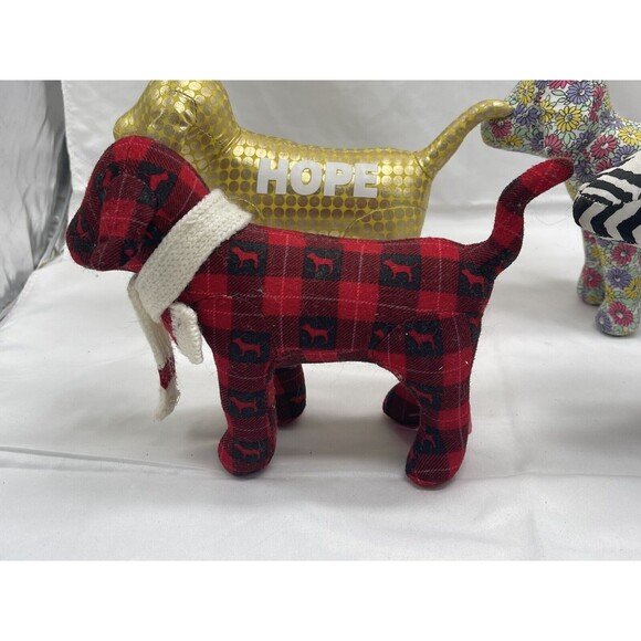 Victoria Secret Lot Of 4 Plush Dogs Gold Pink Love Hope 8” RARE Stuffed Animal - Picture 3 of 12